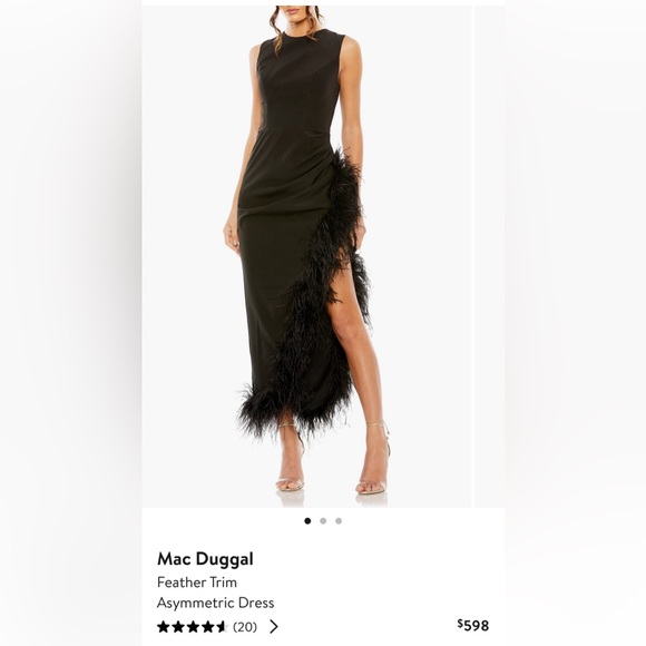 Mac Duggal Dresses & Skirts - Mac Duggal Feather Trim Asymmetric Dress- BLACK, Size 8